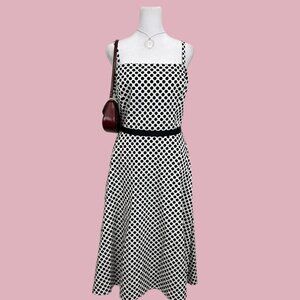 vintage 90s polka dot girly retro downtown it girl midi dress